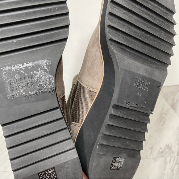 Eileen Fisher Lilou Gray Nubuck Wedge Bootie 11 - Picture 11 of 14